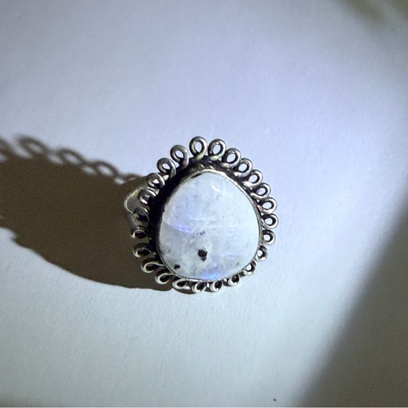 New 925 Sterling Silver Blue Flash Moonstone Uncommon Artisan Uncommon Ring - Picture 8 of 17